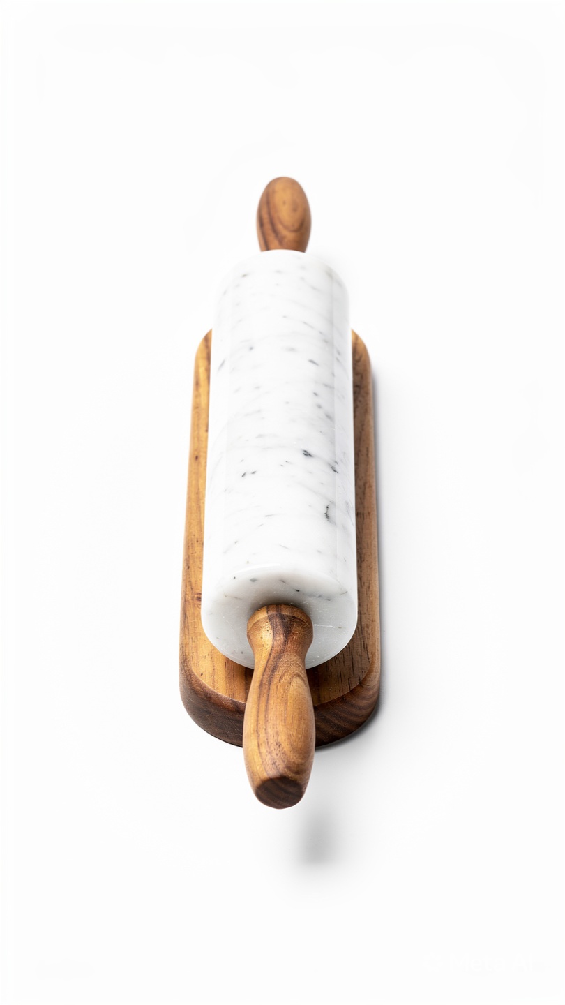Marble Rolling Pin with Wooden Base